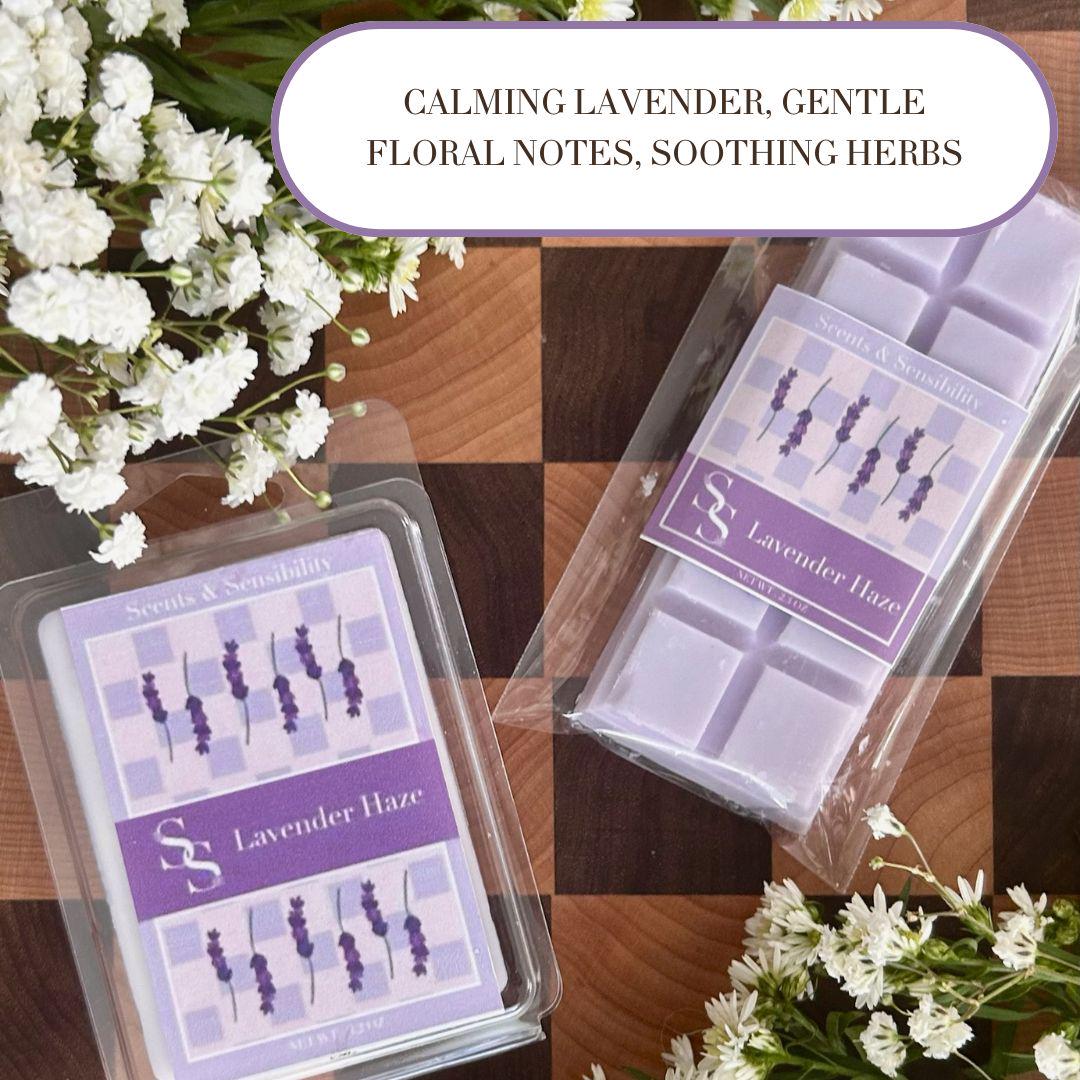 Lavender Haze, Non toxic Natural Handmade Wax Melts and Snap Bars, Herbal Scented