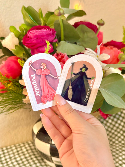 Wicked Inspired Stickers, Elphaba and Galinda